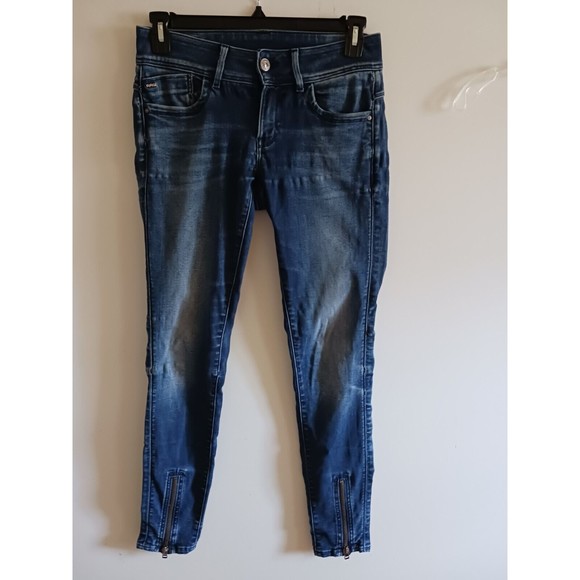 G Raw Medium Wash Jeans Womens Size W29xL34 Blue Skinny Zipper Ankle - Picture 1 of 7